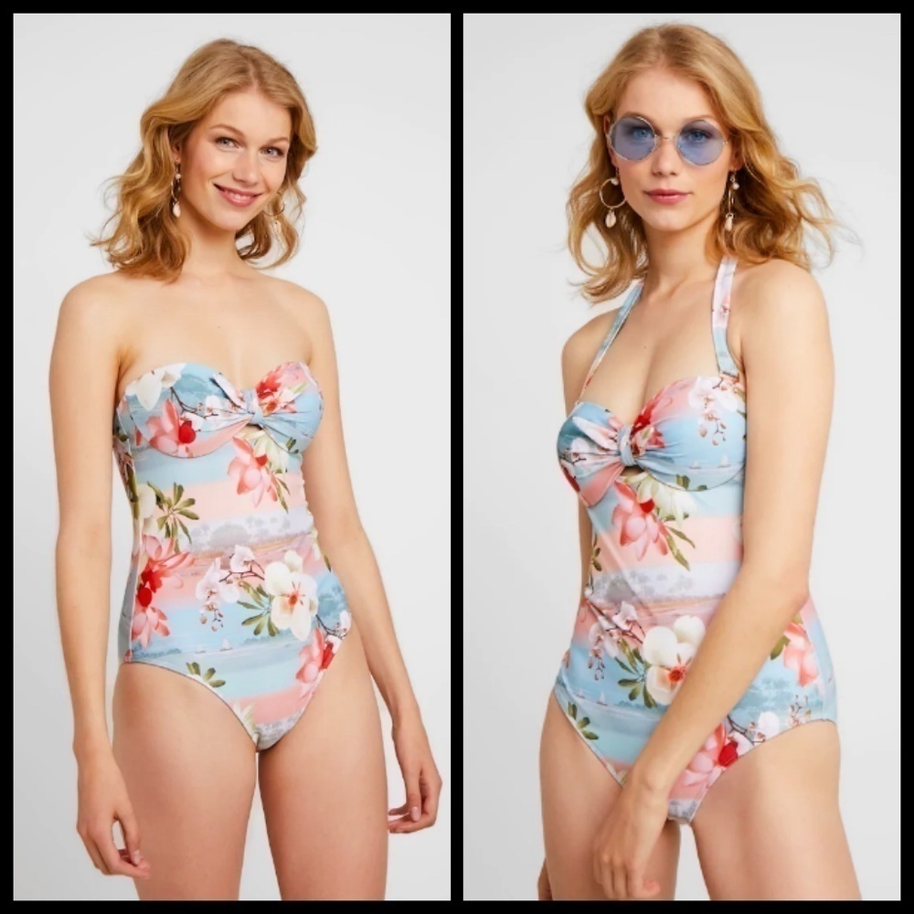 💕TED BAKER LONDON💕 Sakora Mint Chocolate Chip Print Swimsuit Hawaiian Beach 6
